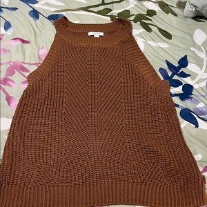 Brown Knit Sleeveless Sweater